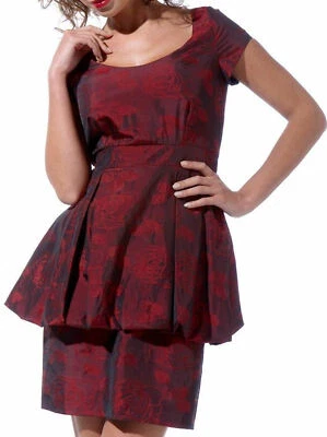 PATRICIA FIELD,NY ShortRedRoseTaffetaLayeredBubbleRuffle*EUC - image 1 of 4