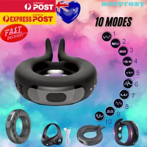 Vibrating Cock Ring Penis Vibrator G-Spot Clit Massager Couple Delay Men Sex Toy - Picture 1 of 39