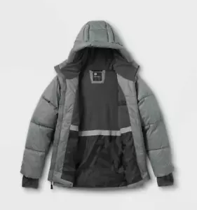 All In Motion - Boys' Short Puffer Jacket Size Medium In Gray MSRP $40 - Picture 1 of 12