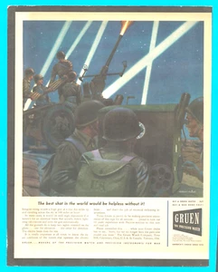Montre GRUEN 1943 WWII instruments de précision IMPRESSION AD soldats anti-avions - Photo 1/5