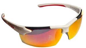 Tifosi Track Sunglasses BPO0446 White & Red Sports With Yellow Reflective Lenses - Picture 1 of 14