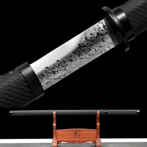 NEW 9260 Spring steel Japanese Ninja Real Combat Ready Samurai sword Black Saber - Picture 1 of 10