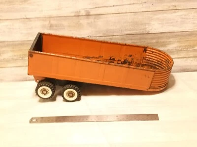 1960s Structo Hydraulic Long 14" Dump Truck Trailer Orange Works! OEM - Image 1 of 4