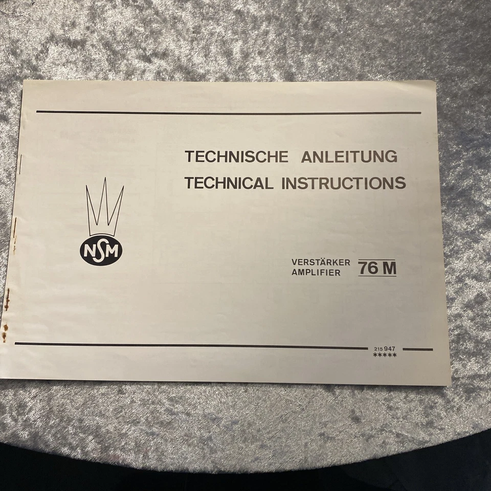 NSM 76M Amplifier Technical Instructions Manual Electronics Jukebox - Image 1 of 1