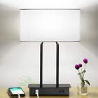 Control Table Lamps With Dual Usb Charging Ports Lamp With White Fabric Shade