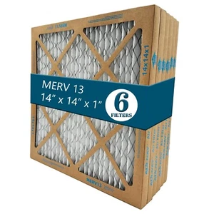 Furnace AC Air Filter MERV 13, 14" x 14" x 1" (Pack of 6) - Picture 1 of 6