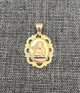14K Gold Two Tone Raphael Cherub Guardian Angel Charm Pendant - Michael Anthony - Picture 1 of 6
