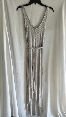 Liz Lange Maternity Gray/White Striped Hi-Low Tank Maxi Dress w/ Belt Size M - Image 1 of 3