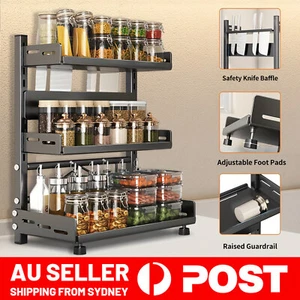 3 Tiers Spice Rack Kitchen Condiment Storage Holder Seasoning Stand Shelf AU - Picture 1 of 11