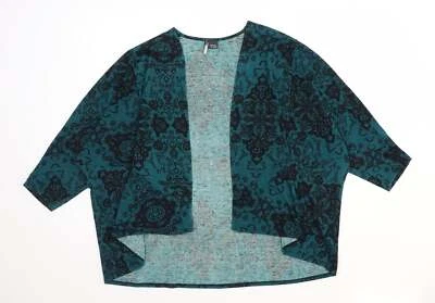 Suéter encogimiento de hombros geométrico de poliéster cuello cuadrado verde talla M Foto 1 de 4