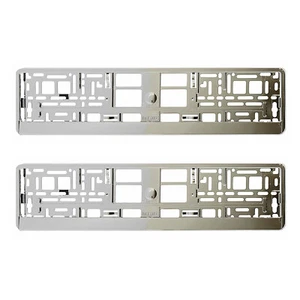 2 x "SUPER CHROME" EFFECT NUMBER PLATE HOLDER SURROUND CAR - Picture 1 of 6