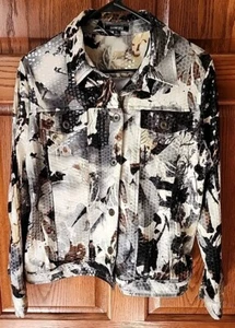ELEMENTZ Petite Womens Glimmer & Shimmer Button Front Jacket Sz PL Multicolor - Picture 1 of 3