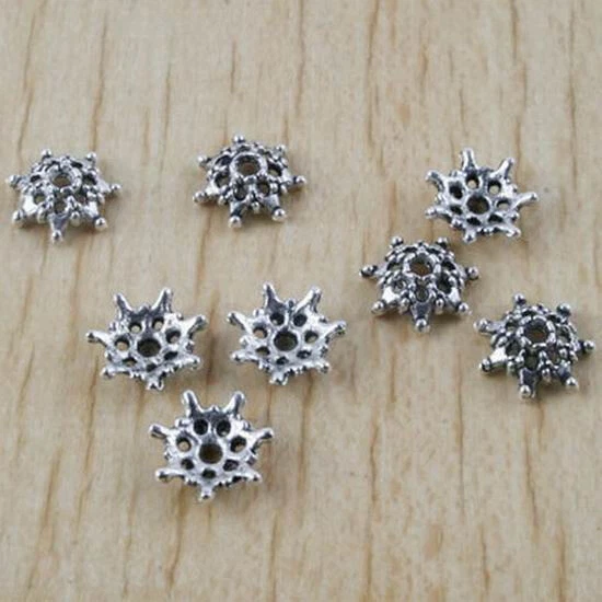 100pcs Tibetan silver beads caps charms h2931 - Image 1 of 1