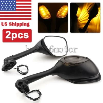 Espelhos laterais retrovisores de LED para motocicleta Suzuki GSXR600 2006-2010 EUA - Imagem 1 de 4