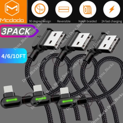 3Pack Mcdodo 90 Degree Braided USB Charging Cable Data Charger For iPhone 13 14 - Image 1 of 4