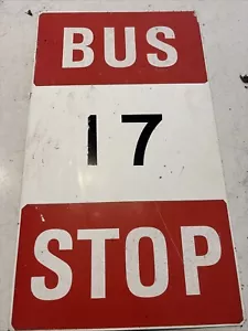 Original Vintage Bus Stop Melbourne Brighton Double Sided #17 Post Mount Sign - Picture 1 of 4