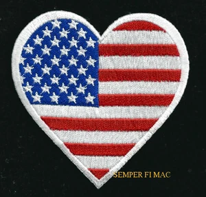 HEART I LOVE THE USA FLAG HAT VEST PATCH US STARS N STRIPES PIN UP US QUILT GIFT - Picture 1 of 1