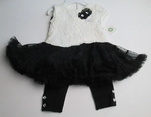 New Infant Baby Girls 12 Months Little Me Dress with Leggings Set - Picture 1 of 2