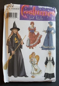 Simplicity 5372 Costumes for Kids Size A Witch Milk Maid Pilgrim Angel New Uncut - Picture 1 of 2