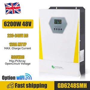 48V 6200W Hybrid Inverter Solar Pure Sine Wave MPPT 120A Controller Charger - Picture 1 of 16