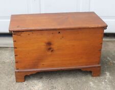 Antique American early 1800's childs size dovetail blanket chest on bracket feet