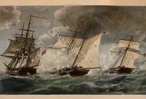 Fotografía G B original pintada a mano de J O Davidson 1891. Privateer Dolphin 1813 - Imagen 1 de 7