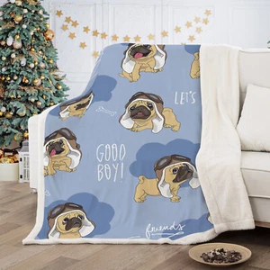 Puppy Dog Double New Blanket Large Faux Fur Throw Sofa Bedding Mink Fleece Chair - Picture 1 of 8