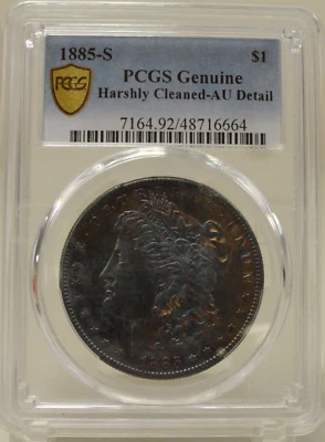 toned 1885 S United States Morgan silver dollar, PCGS AU details #48716664 - Image 1 of 3