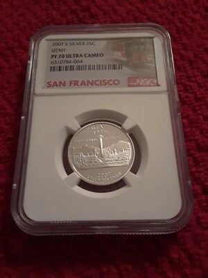 2007-S UTAH Silver Proof Quarter PF70 NGC NICE LOW PRICE!! - Image 1 of 4