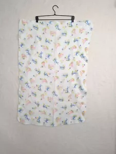 Vtg Chatham Receiving Baby Blanket Pink Blue Bunnies Flowers - Picture 1 of 5
