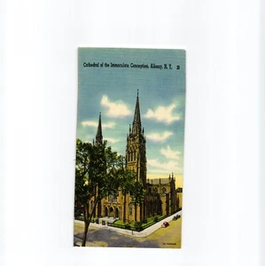 Linen postcard, Cathedral of the Imaculate Conception, Albany NY WWII Vet. - Picture 1 of 2