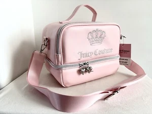 NWT Juicy Couture Cooler Bag Insulated Lunch Bag Pink Crown Design 2 Compartment - Picture 1 of 10