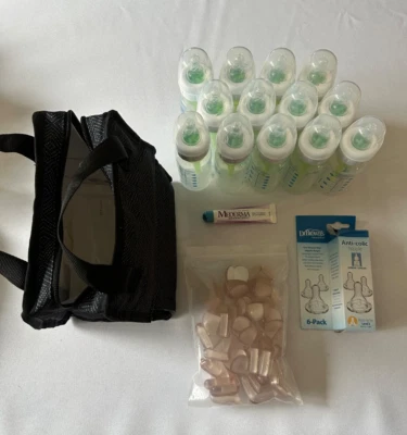 Baby Package! 13 Dr. Brown’s Bottles Anti-Colic Nipples Cooler Bag Corner Bumper - Image 1 of 4