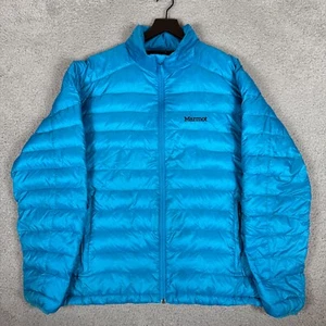 Marmot Puffer Jacket Men's XL Blue 700 Fill Goose Down Full Zip Outdoors - Picture 1 of 12