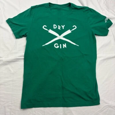 Men's Medium Fords Gin Short Sleeve T-Shirt Green Front Print DRY GIN - Image 1 of 4