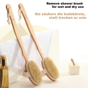 2x Badebürste abnehmbarem Stiel Rückenbürste aus Holz Duschbürste Körperbürste - Bild 1 von 6