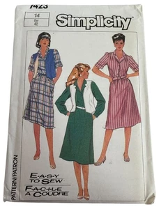 Camisa de vestir camisa con patrón de costura simplicity 7423 años 80 talla 14 sin cortar - Imagen 1 de 10