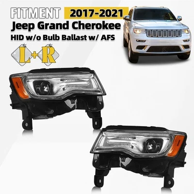 Xenon/HID Headlight For 2017-2021 Jeep Grand Cherokee Left+Right Pair Chrome Foto 1 de 4