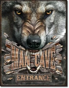 Cartel de chapa Man Cave Wolf Man Cave Wolf garaje taller publicidad 40x30 cm - Imagen 1 de 1