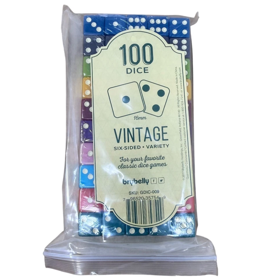 100pack Translucent Solid 6sided Game Dice 20 Sets of Vintage Colors 16mm Bo