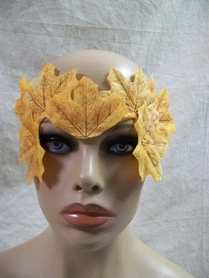 Yellow Leaf Eye Mask Forest Nymph Masquerade Mother Nature Dryad Autumn Fairy - Image 1 of 4