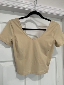 Lululemon Align Ivory Crop Top T-shirt size 4 EUC - Picture 1 of 5