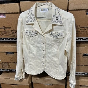 Christine Alexander Med Jean giacca denim avorio strass impreziosita AP - Foto 1 di 7