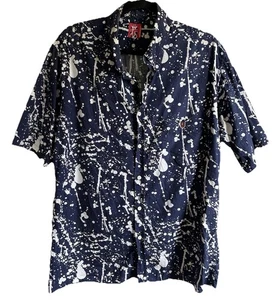A Bathing Ape Bape Paint Splatter Ape Head Short Sleeve Button Down Shirt sz XL - Picture 1 of 18