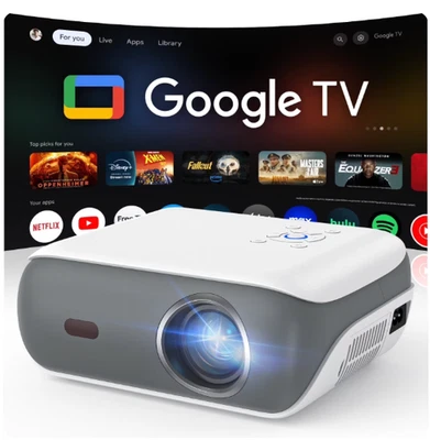 Wifi Google TV Projector, 4K Home Theater Dolby Sound, WiFi & Bluetooth, Stream - Image 1 of 4