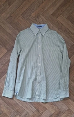 Mens Green Striped Hackett Cotton Shirt Size Uk Large - Image 1 of 4