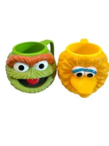 Vintage Sesamstraße Applause 2er Set Kindertassen Big Bird Oscar Grouch 1990’s - Bild 1 von 17
