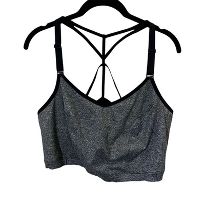 Sutiã esportivo Lane Bryant Livi Active plus size 26/28 cinza preto elástico tiras  - Imagem 1 de 4