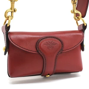 Dior Shoulder Bag D-Bee Saddle Leather Red Gold Hardware Christian - Picture 1 of 9
