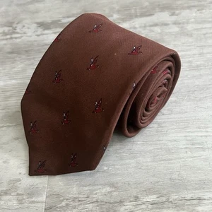Cardinale Firenze 100% Silk Tie Necktie - Brown with Red Bird - Made In Italy - Picture 1 of 9